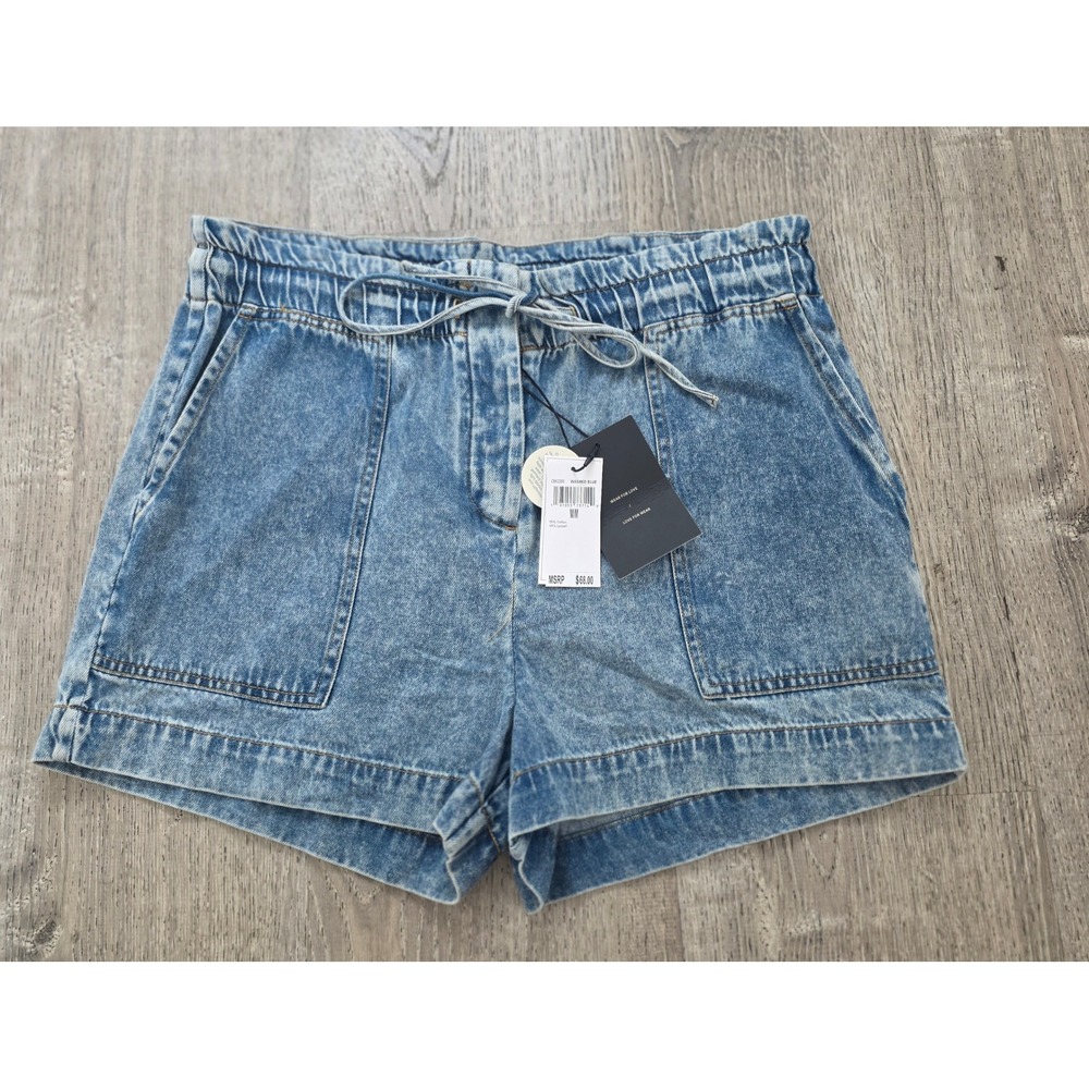 Current/Elliott Denim Shorts Womens Medium Blue NWT Paperbag Waist C‎